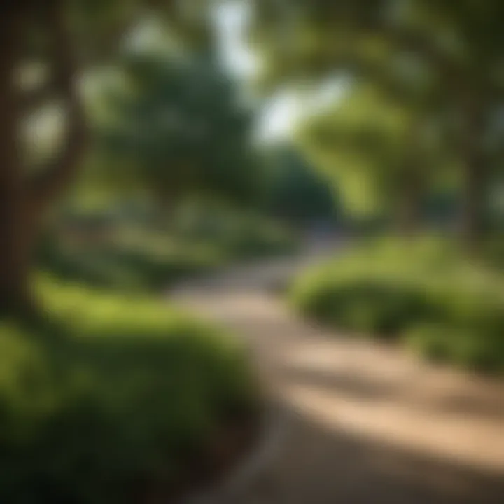 A vibrant park in a Dallas neighborhood showcasing green spaces and recreational areas.