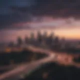 Panoramic view of Atlanta skyline at dusk