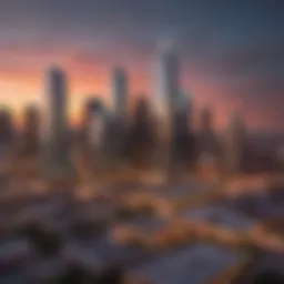A stunning view of the Dallas skyline at sunset, showcasing impressive architecture.