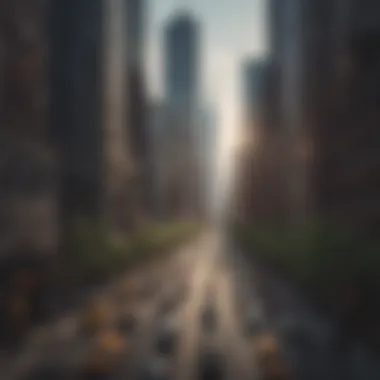 Bustling street view of Manhattan with skyscrapers