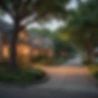 Charming Neighborhood in Dallas Suburb Charming neighborhood view showcasing tree-lined streets and beautiful homes