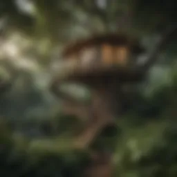 A beautifully designed treehouse nestled in lush greenery