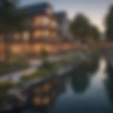 Vibrant Community Spaces Charming waterfront community space with recreational areas and vibrant landscaping.
