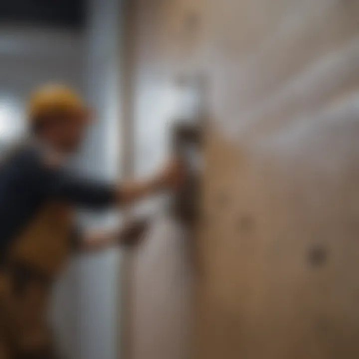 A person safely drilling into a wall after locating a stud, demonstrating proper technique.