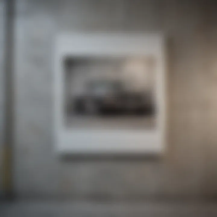 Close-up of a heavy picture securely mounted on a concrete wall