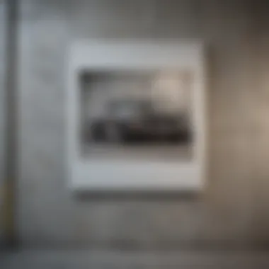 Securely hung heavy artwork on a concrete wall Close-up of a heavy picture securely mounted on a concrete wall