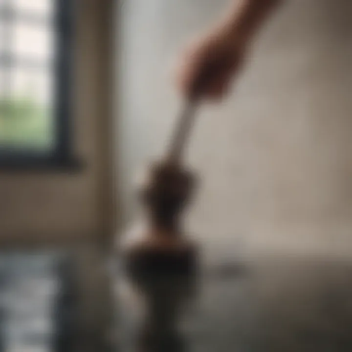 Plunger used to clear bathtub drain