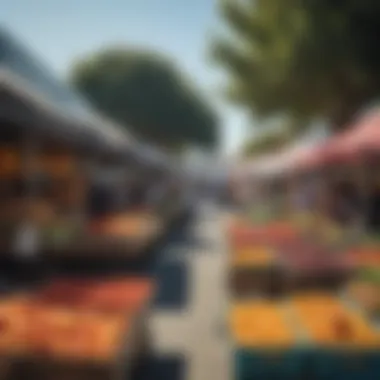 A bustling farmers market in the Bay Area, showcasing local produce and community