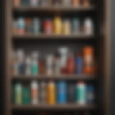 Efficiently Organized Cleaning Supplies Organized cleaning supplies in a well-arranged cabinet