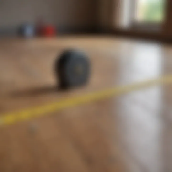 Measuring tape extended across a floor