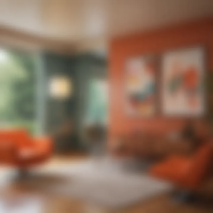 A vibrant color palette showcasing rich tones typical of mid century modern design