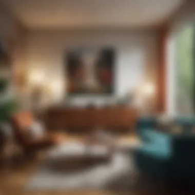 Mid Century Modern Living Room A stylish mid century modern living room featuring iconic furniture pieces
