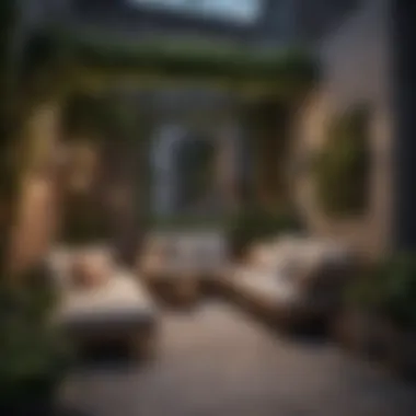 Cozy Urban Retreat Cozy small apartment patio with greenery and stylish furniture