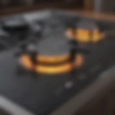 Close-up view of glass top stove controls and features