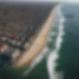 Aerial view showcasing the picturesque coastline of Manhattan Beach