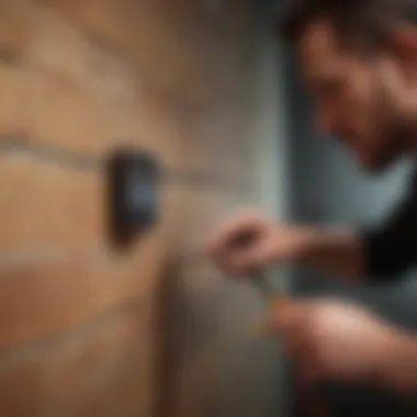 Demonstration of manual measuring technique for locating wall studs