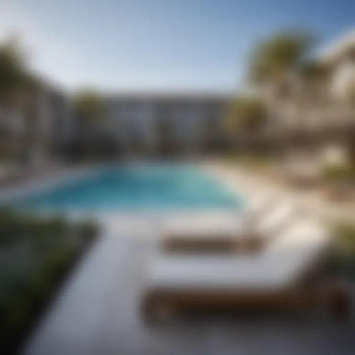 Community amenities including a pool and lounge area at Malibu Playa Vista