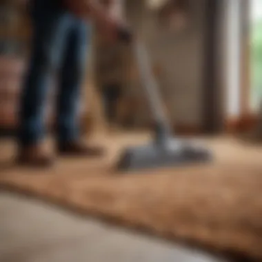 Demonstrating Rug Cleaning Technique Technique demonstration for washing a shag area rug