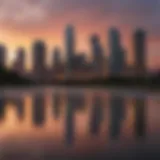 A picturesque view of the Dallas skyline at sunset