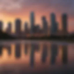 A picturesque view of the Dallas skyline at sunset