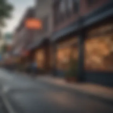 Busy Atlanta street with local shops and restaurants, reflecting city life