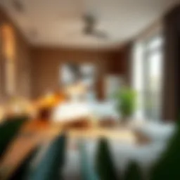 Modern room rental setup showcasing contemporary decor and amenities