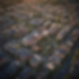 Aerial view of urban landscape with various properties