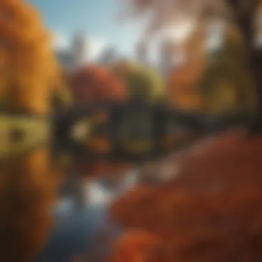 Central Park in Autumn Colors Serene Central Park in autumn with colorful foliage