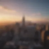 A stunning view of Manhattan skyline during sunset