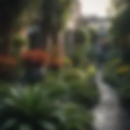 A thriving urban garden filled with diverse plant species