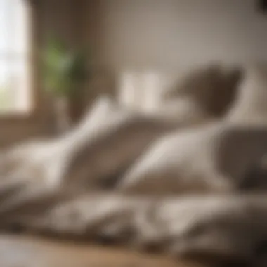 A serene drying process with pillows laid out in sunlight