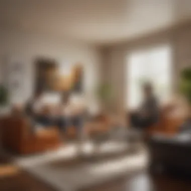 Roommates Discussing Lease Terms Two roommates discussing terms of a lease addendum in a modern living room.