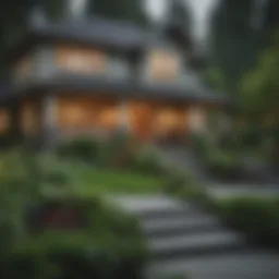 Serene suburban landscape showcasing lush greenery and elegant homes