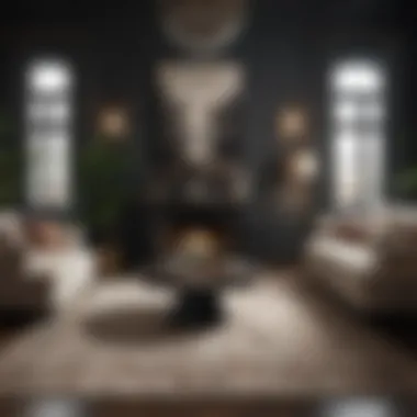 Stylish Living Room with Luxurious Rug Luxurious rug in a stylish living room environment