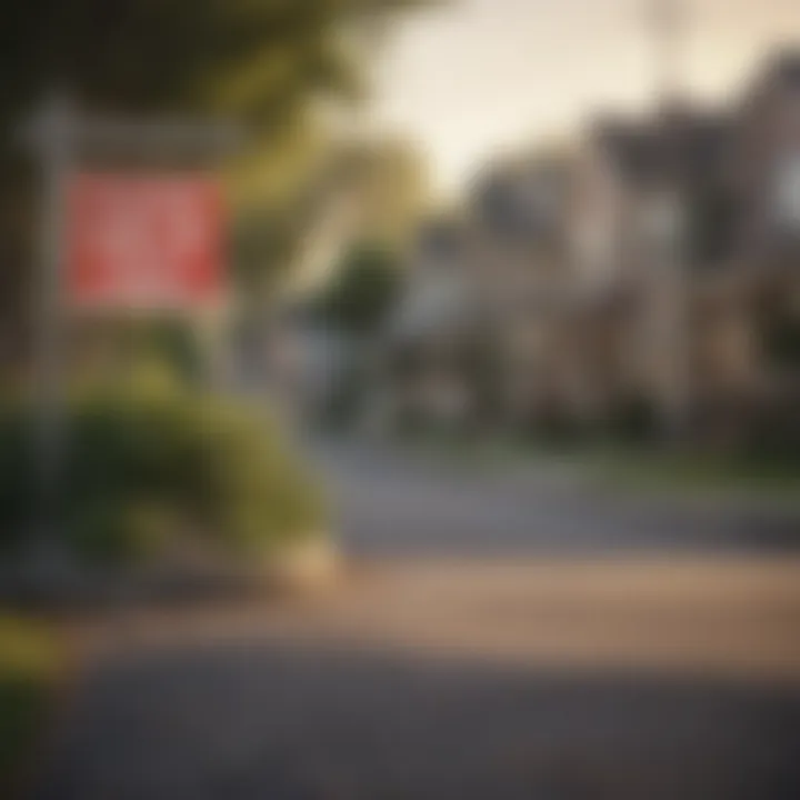 A scenic view of a neighborhood with 'For Rent' signs