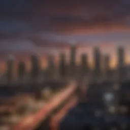 Overview of Los Angeles skyline highlighting urban living