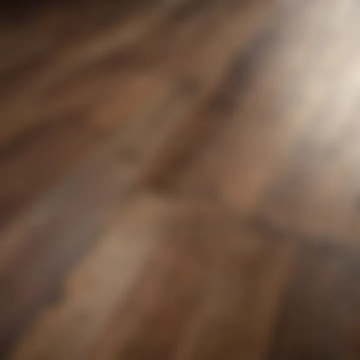 Close-up of a wood floor showing discoloration and damage