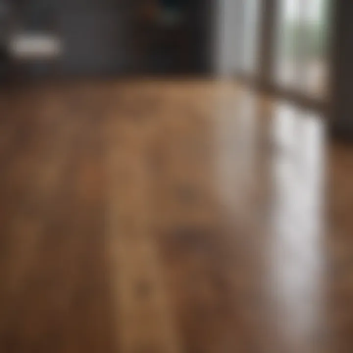 Before and after comparison of laminate flooring after scratch removal.