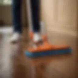 Cleaning hardwood floor with a microfiber mop