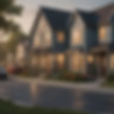 Diverse Housing Styles in a Tranquil Community A serene neighborhood showcasing various housing styles.