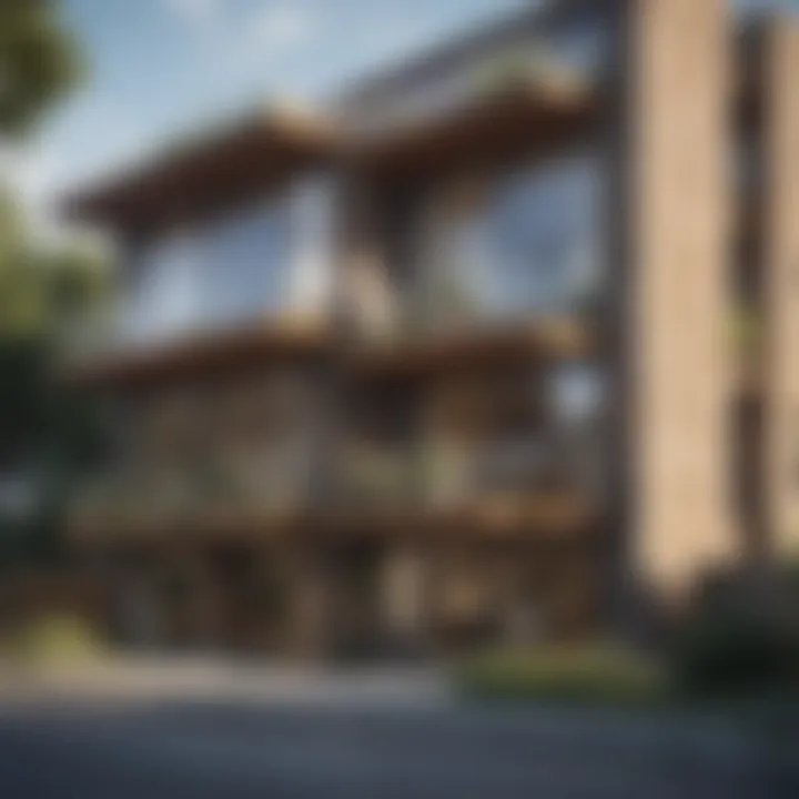 Sustainable construction methods illustrated through a multi-unit building project emphasizing eco-friendly materials.