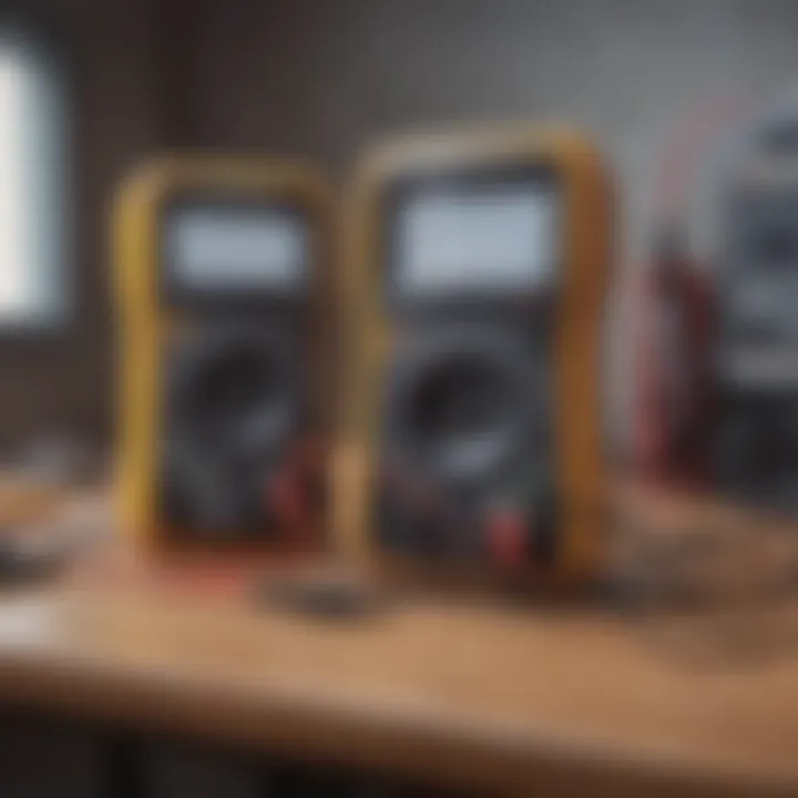 An electrician using a multimeter to test voltage.