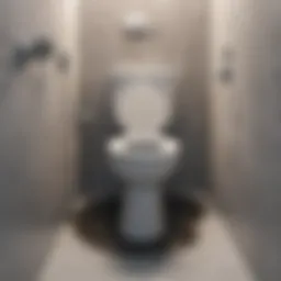 Clogged toilet showing water level and obstruction