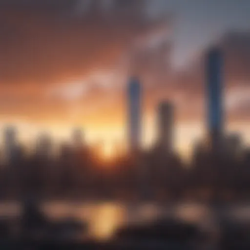 Skyline of New York City at sunset