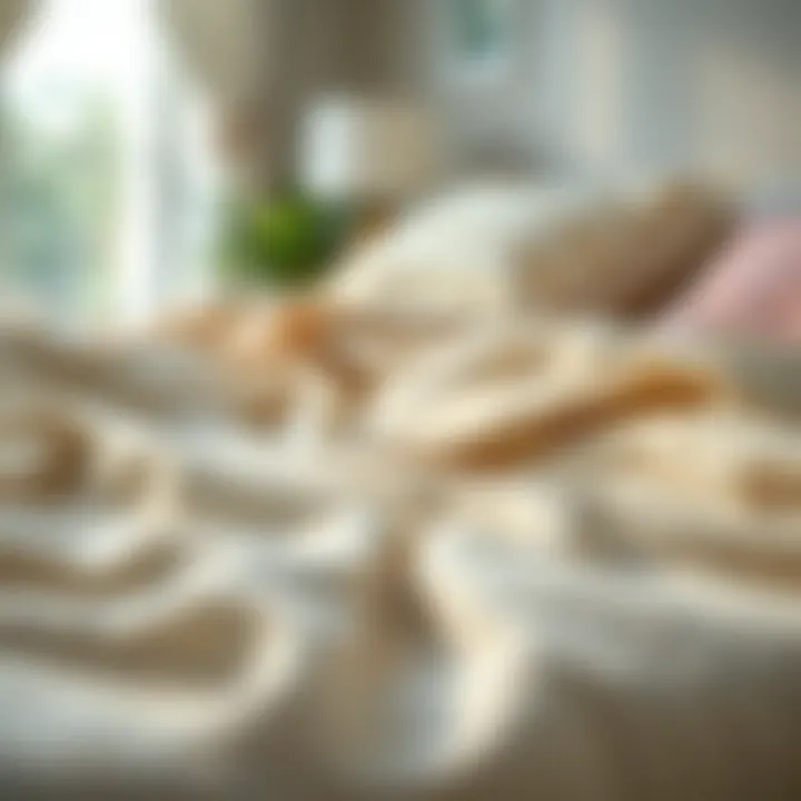 Close-up view of different duvet cover materials