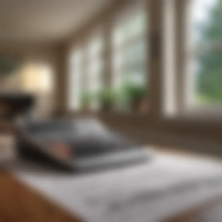 A calculator with home design sketches