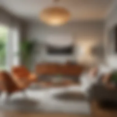 Elegant Mid-Century Living Room Design A striking living room featuring iconic mid-century modern furniture