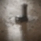 A close-up of a shower drain showing debris buildup
