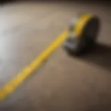 Measuring tape on a floor plan