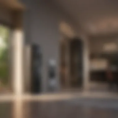 An advanced home security system in a modern home setting